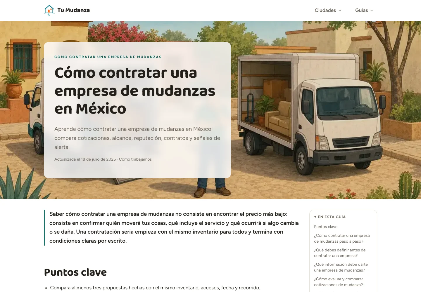 Guía de TuMudanza sobre cómo elegir una empresa de mudanzas en México.